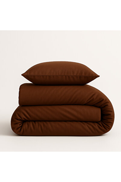 Prime Sleeks Single 100% Cotton Duvet Cover Set 160X220 Cm, Set with Elastic Sheet, Brown
