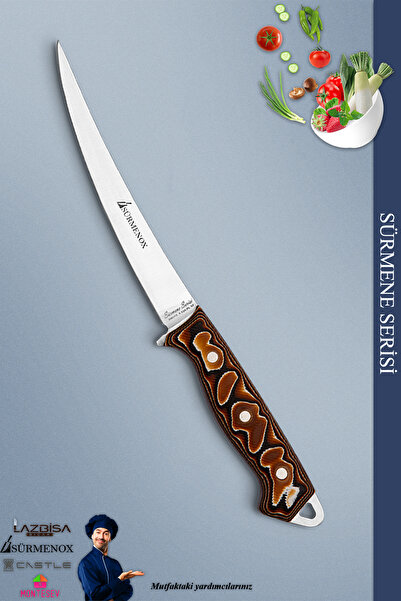 SÜRMENOX Sürmene Serisi Mutfak Fileto Bıçağı Steak Bıçak Et Balık Tavuk Fileto Bıçağı Kahverengi ( Mft-308 )