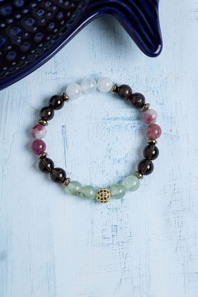 Deniz Doğal Taş Certified Capricorn Hematite and Tourmaline Bracelet