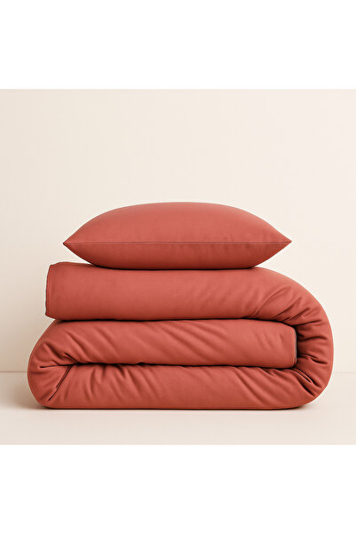 Prime Sleeks Single 100% Cotton Duvet Cover Set 160X220 Cm, Set with Elastic Sheet, Dusty Rose