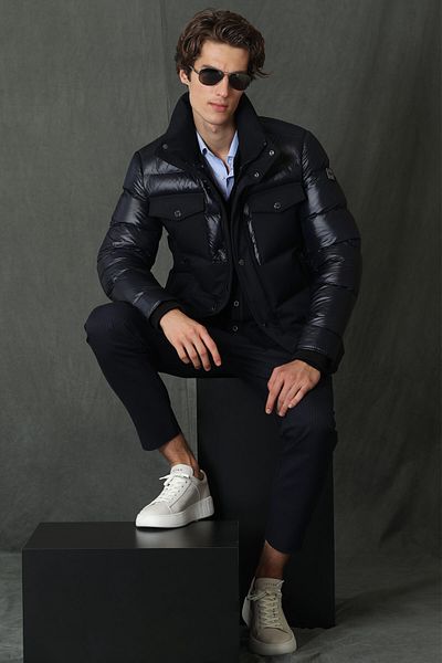 Lufian Genius Goose Feather Men's Coat Navy Blue