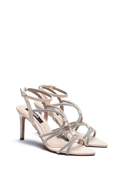 Dedos 7710 Rochie de seară cu toc și curea la gleznă cu piatră pentru femei