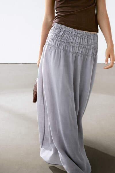 Massimo Dutti Dökümlü midi etek