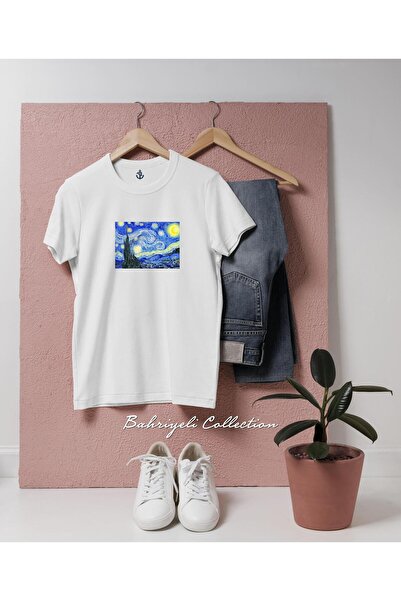 bahriyeli.jpeg Oversize Starry Night Painting Designed Unisex T-Shirt