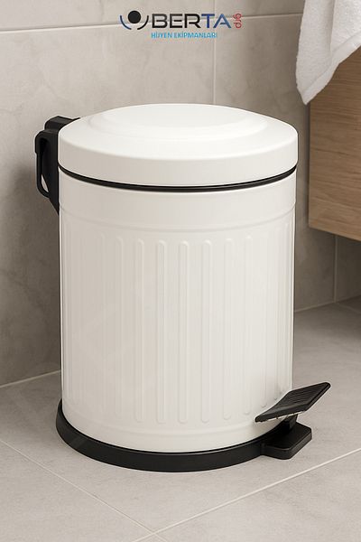 Berta Hijyen Vintage Bathroom Set - White Dustbin, 5Lt Toilet Brush and Luxury Model