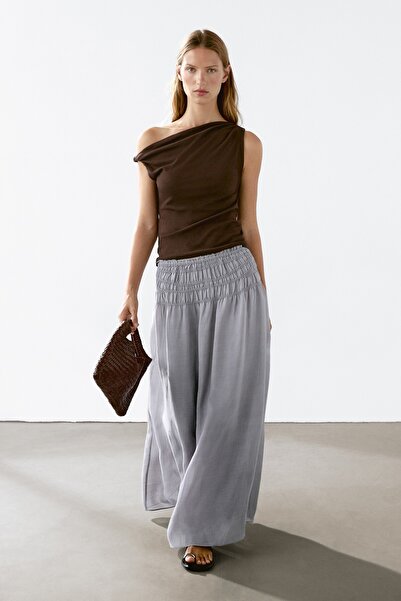 Massimo Dutti Dökümlü midi etek