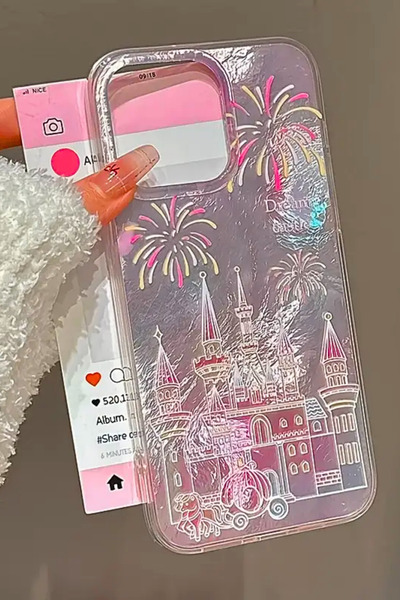 EWEC iPhone 15 Uyumlu Rüya Kale Dream Castle Hologramlı IMD Premium Telefon Kılıfı