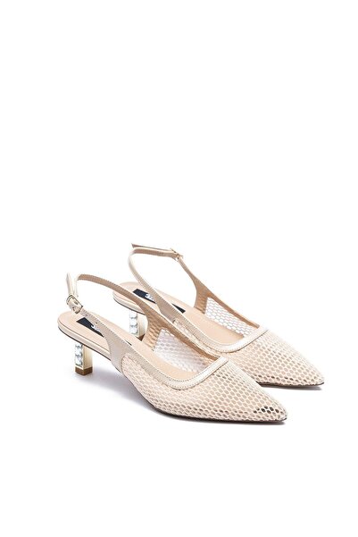 Dedos Women's Low Heeled Stone Embroidered Evening Dress Fishnet Shoes 1920