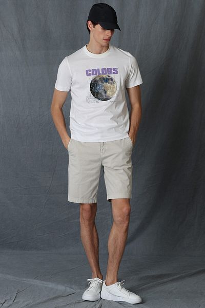 Lufian Ash Modern Graphic T-shirt Λευκό