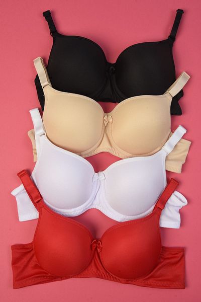AURRARİ Σουτιέν Underwire χωρίς επένδυση 4 τεμαχίων Μαύρο δέρμα Λευκό Κόκκινο