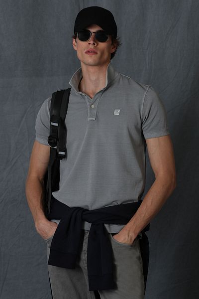 Lufian Šedé pánské tričko Vernon Sports Polo