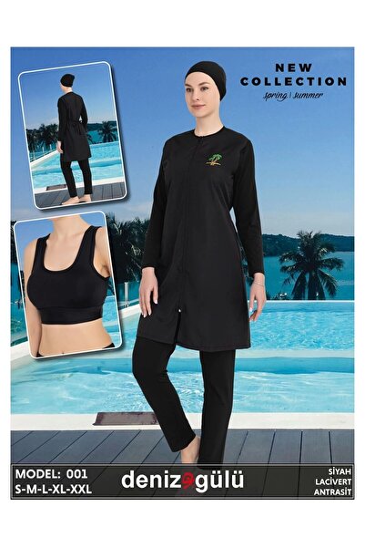 Erdenay Tekstil Boneli Bustier Zippered Hijab Swimsuit