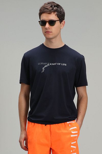 Lufian Stewart Modern Graphic T- Shirt Navy Blue