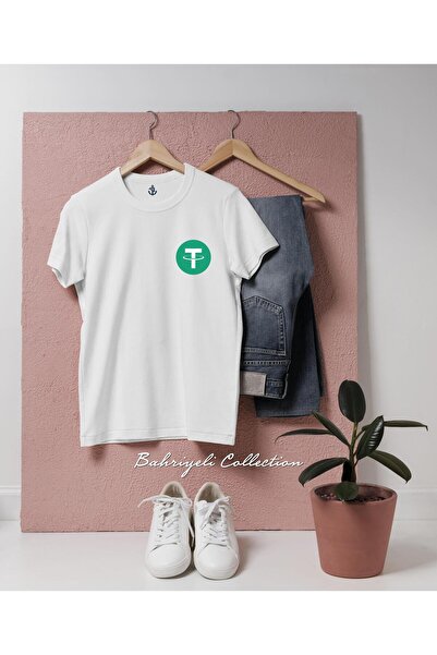 Bahriyeli Collection تي شيرت للجنسين بتصميم جيب كبير الحجم من USDT Tether Coin
