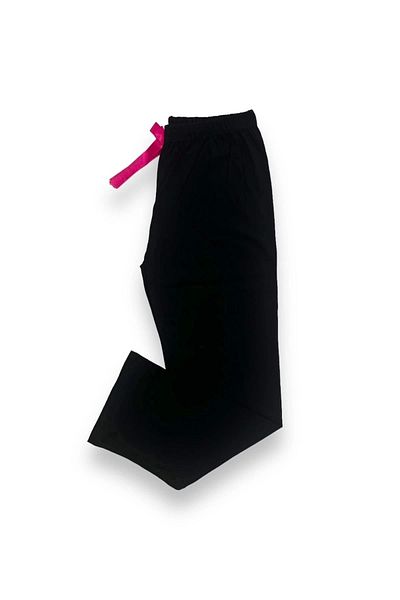 Erdenay Tekstil Pantaloni de pijama de damă din bumbac pieptănat negru