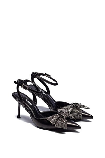 Dedos حذاء نسائي بكعب رفيع وشريط للكاحل ومقدمة مدببة وعقدة حجرية للسهرة 4200