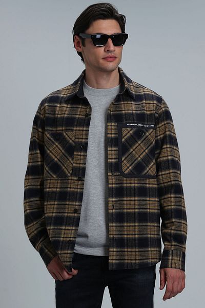 Lufian Ανδρικό πουκάμισο Hammer Basic με κανονική εφαρμογή Navy Blue