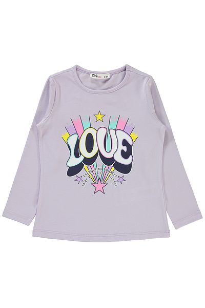 Civil Girls 2-5 Years Girl Lavender Patterned Gentle Sweatshirt
