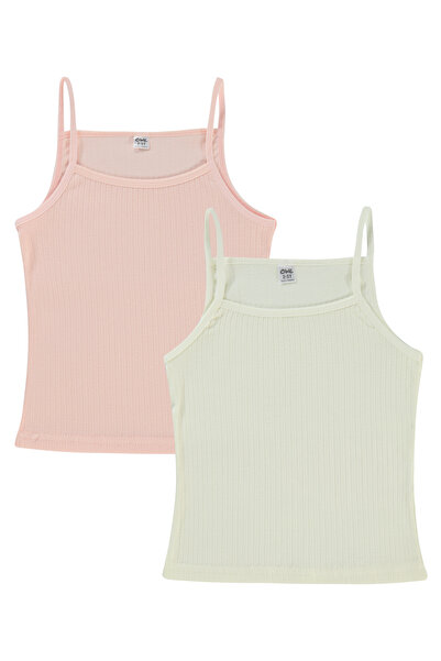 Civil Girls Kız Çocuk 2'li Atlet Set 2-10 Yaş Ekru-somon