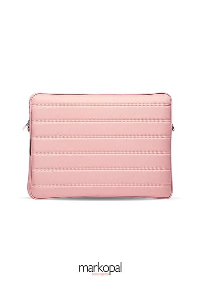 MORCA Pink Striped MacBook Case - Waterproof Shoulder Strap, 15"-16"