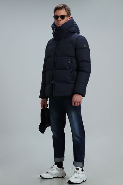 Lufian Ανδρικό παλτό Tommy Goose Feather Navy Blue