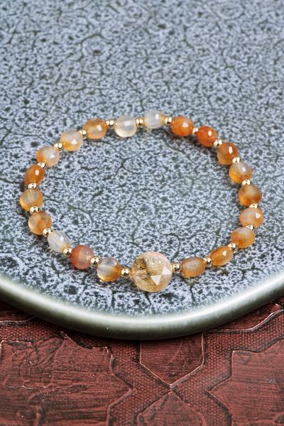 Saff Doğal Taş Certified Citrine, Orange Agate and Hematite Bracelet – Design That Brings Radiance and Vitality