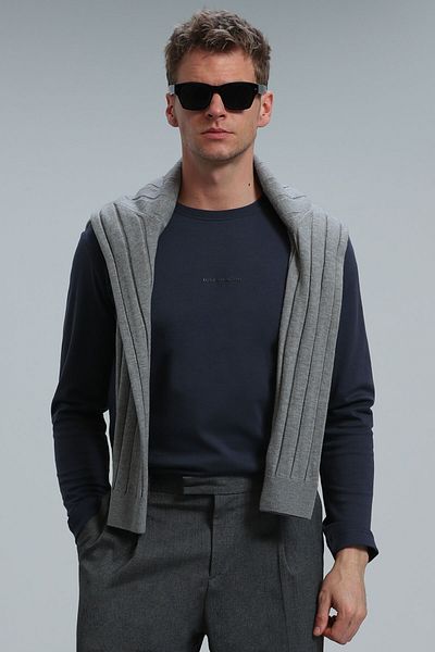 Lufian Ανδρικό μακρυμάνικο μπλουζάκι Moss Navy Blue