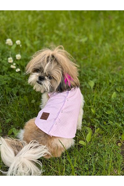For a Fur Dog Shirt Outfit Summer Cat Outfit Sleeveless Pink Gingham