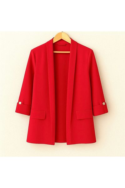 Heyya Women's Wear Red Jacket with Buttoned Sleeves