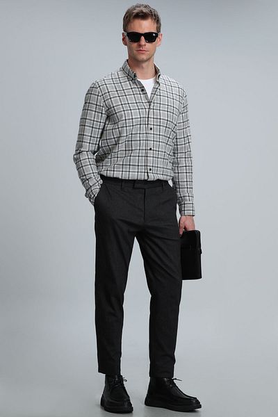 Lufian Ανδρικό πουκάμισο Lamira Basic Comfort Slim Fit Γκρι
