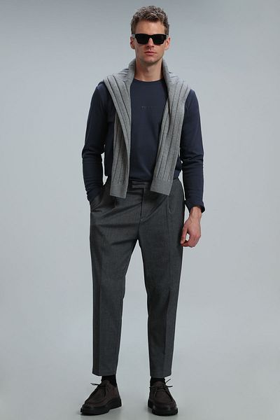 Lufian Ανδρικό μακρυμάνικο μπλουζάκι Moss Navy Blue