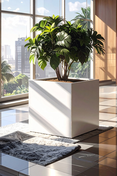 DEQQU TerraGuard Demonte Küp Metal Saksı - 53x53x53cm Paslanmaz