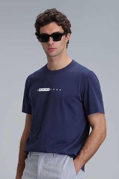 Lufian T-Shirt με μοντέρνο γραφικό σχέδιο Kane - Ανοιχτό Navy Blue