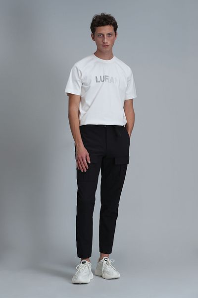 Lufian Benjamın Modern Graphic Patterned T-Shirt - Off-White