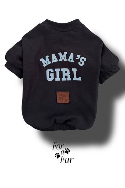 For a Fur Dog T-Shirt Outfit Mamas Girl Printed Black Cat T-Shirt