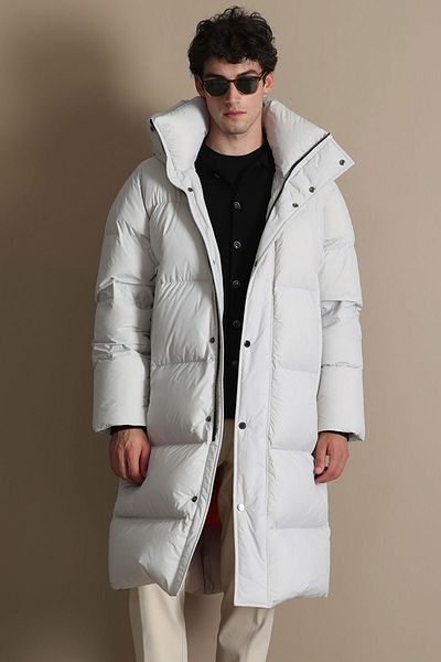 Lufian Men's Coat - Done Goose Feather, Stone Color
