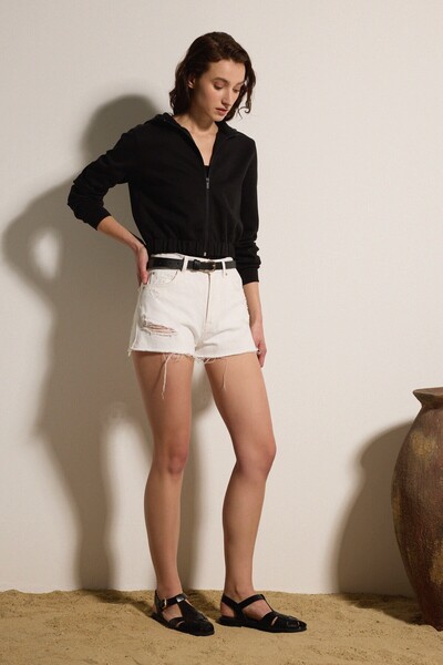 BABOKAH Fermuarlı Crop Teknik Sweatshirt