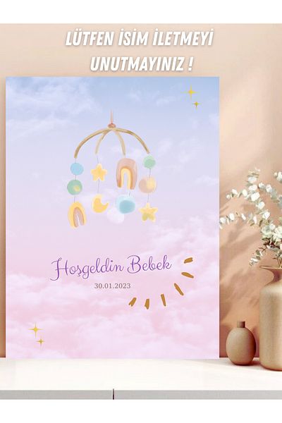 Hobi Sepeti Delivery Room Welcome Banner 35X50 cm Welcome Baby Entrance Chart