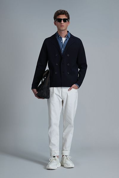 Lufian Abel Men's Cardigan Navy Blue