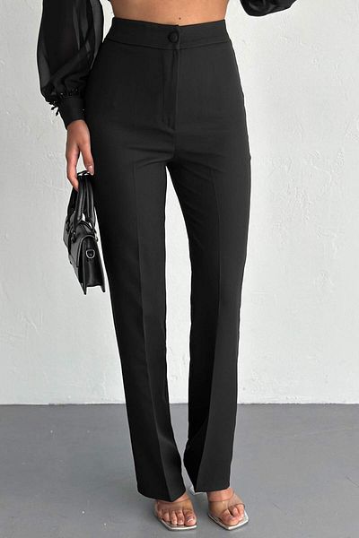 ZISHAN Luxurious Black Bead Detail Women's Two-Piece Suit – Chiffon Sleeve Jacket and Pants – 36-48 Large Size 415