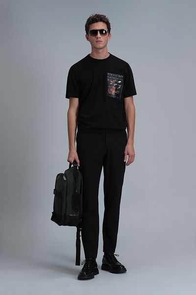 Lufian Černé exotické tričko Crew Neck T-Shirt111020202