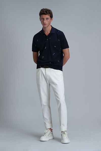 Lufian Ανδρικό μπλουζάκι πόλο Pascal Smart Navy Blue