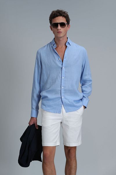 Lufian Ανδρικό πουκάμισο Pitaya Basic Comfort Fit Μπλε