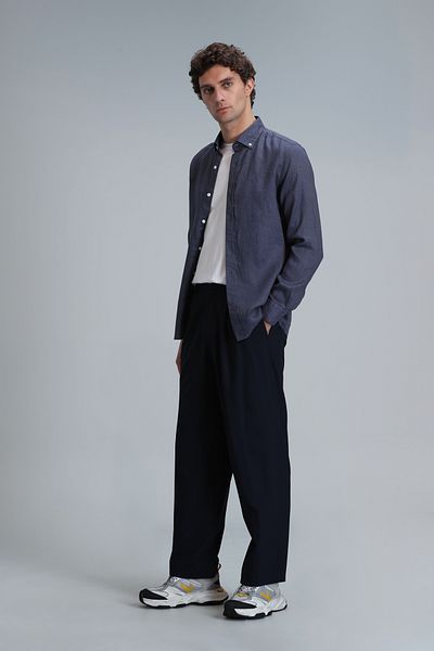 Lufian Ανδρικό πουκάμισο Basic Pitaya - Anthracite Comfort Fit