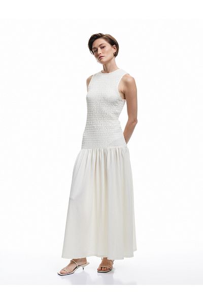 Koton Wrap-Around Fabric Slim Fit Sleeveless Crew Neck Long Dress