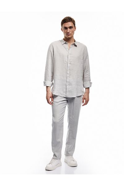 Koton Classic Collar Regular Fit Long Sleeve Linen Shirt