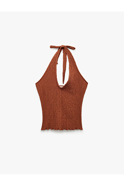 Koton Wrap Fabric Slim Fit Back Low-Cut Halter Neck Top