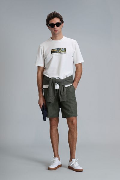 Lufian Πράσινο ανδρικό σορτς Chino Slim Fit Peler Sports