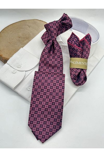 Gutiero Purple Patterned Classic Handkerchief Tie