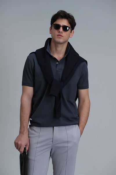 Lufian Ανδρικό μπλουζάκι Laon Smart Polo 111040164   Ανθρακί